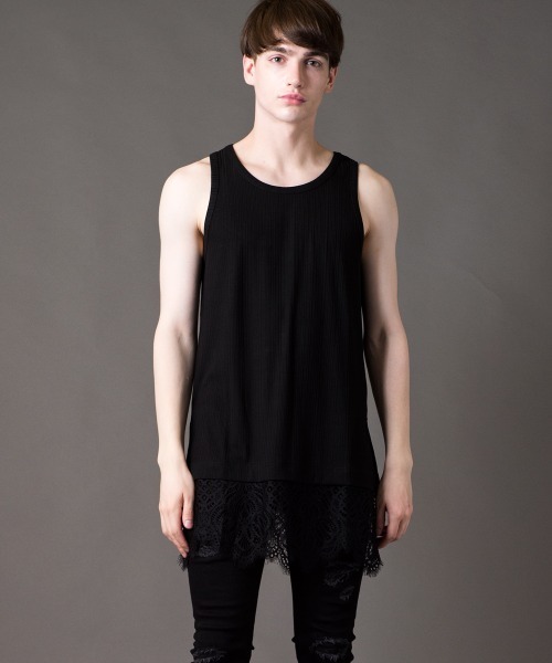 Buffalo Bobs（バッファローボブズ）の「LACE-TANK(レースタンク)レース タンクトップ（タンクトップ・メンズ・ホワイト/ブラック・1-2/2-3）」の12枚目の写真