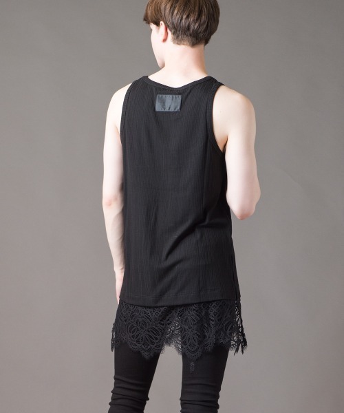 Buffalo Bobs（バッファローボブズ）の「LACE-TANK(レースタンク)レース タンクトップ（タンクトップ・メンズ・ホワイト/ブラック・1-2/2-3）」の14枚目の写真