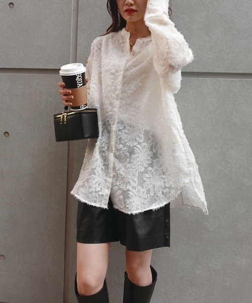 CORNERS(コーナーズ)の「シアーフラワーブラウス(シャツ/ブラウス・レディース・アイボリー/ライトベージュ/ブラック・M)」の18枚目の写真