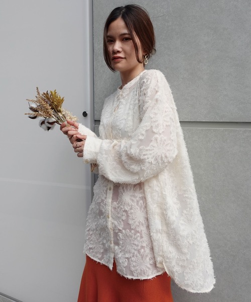 CORNERS(コーナーズ)の「シアーフラワーブラウス(シャツ/ブラウス・レディース・アイボリー/ライトベージュ/ブラック・M)」の19枚目の写真