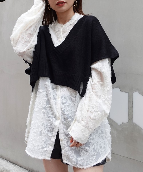 CORNERS(コーナーズ)の「シアーフラワーブラウス(シャツ/ブラウス・レディース・アイボリー/ライトベージュ/ブラック・M)」の20枚目の写真