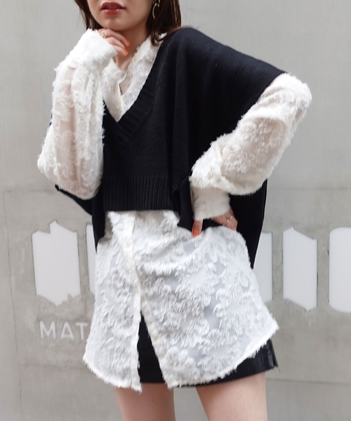 CORNERS(コーナーズ)の「シアーフラワーブラウス(シャツ/ブラウス・レディース・アイボリー/ライトベージュ/ブラック・M)」の22枚目の写真