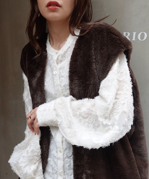 CORNERS(コーナーズ)の「シアーフラワーブラウス(シャツ/ブラウス・レディース・アイボリー/ライトベージュ/ブラック・M)」の14枚目の写真