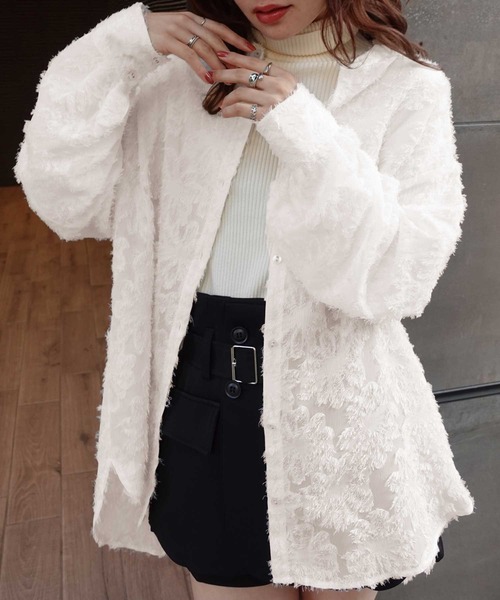 CORNERS(コーナーズ)の「シアーフラワーブラウス(シャツ/ブラウス・レディース・アイボリー/ライトベージュ/ブラック・M)」の12枚目の写真