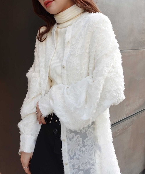 CORNERS(コーナーズ)の「シアーフラワーブラウス(シャツ/ブラウス・レディース・アイボリー/ライトベージュ/ブラック・M)」の13枚目の写真