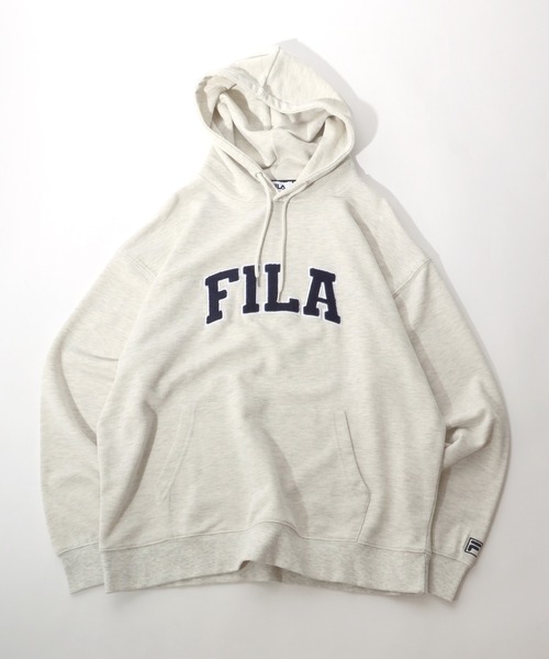 FILA（フィラ）の「FILA（フィラ）サガラワッペン刺繍カレッジロゴスウェットパーカー/フーディー（パーカー・メンズ・スミクロ/ダークグリーン/ネイビー/アッシュグレー・M/L/LL）」の3枚目の写真