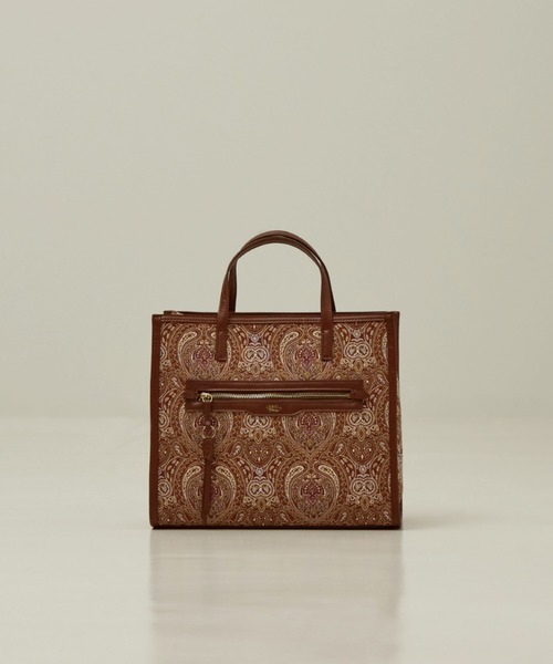 LOWELL things(ロウェル シングス)の「Carre/ファブリックフロントファスナ-2WAY BAG(トートバッグ・レディース・ブラック/ブラウン・フリー)」の1枚目の写真