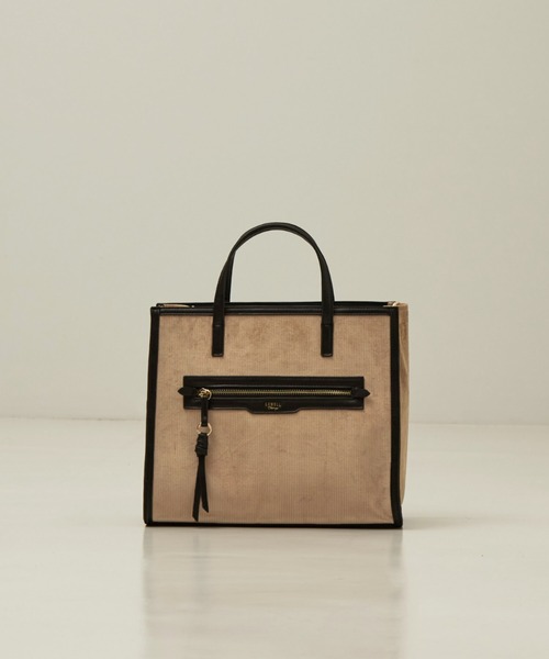 LOWELL things(ロウェル シングス)の「Carre/ファブリックフロントファスナ-2WAY BAG(トートバッグ・レディース・ブラック/ブラウン・フリー)」の2枚目の写真