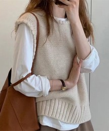 スカラップオーバーサイズニットベスト