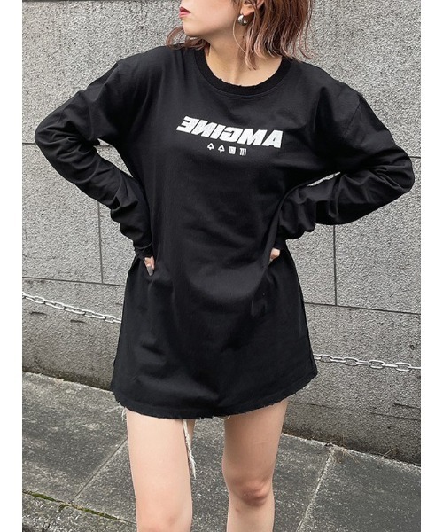 ENVYM（アンビー）の「ダメージロゴＴＥＥ（Tシャツ/カットソー・レディース・ホワイト/ブラック・FREE）」の3枚目の写真