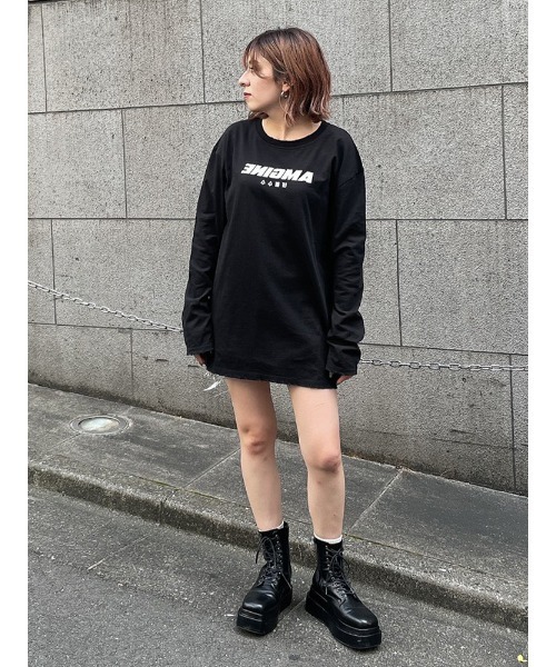 ENVYM（アンビー）の「ダメージロゴＴＥＥ（Tシャツ/カットソー・レディース・ホワイト/ブラック・FREE）」の7枚目の写真