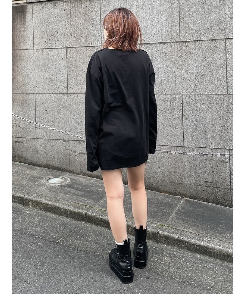 ENVYM（アンビー）の「ダメージロゴＴＥＥ（Tシャツ/カットソー・レディース・ホワイト/ブラック・FREE）」の9枚目の写真