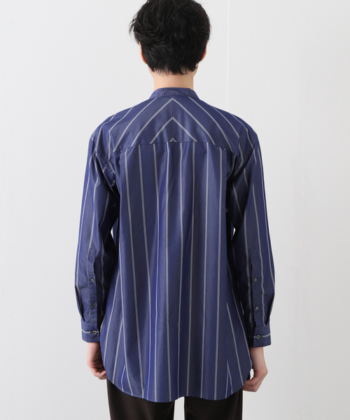 EDIFICE SELECT（エディフィスセレクト）の「【:colon / コロン】フロントプリーツストライプバンドカラーシャツ（シャツ/ブラウス・メンズ・ネイビー・1）」の10枚目の写真