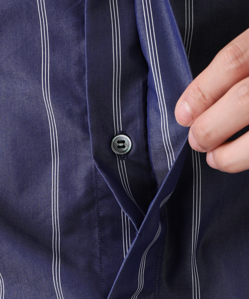 EDIFICE SELECT（エディフィスセレクト）の「【:colon / コロン】フロントプリーツストライプバンドカラーシャツ（シャツ/ブラウス・メンズ・ネイビー・1）」の15枚目の写真