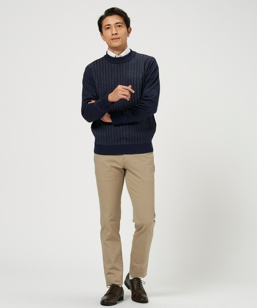 TOKYO SHIRTS(トウキョウシャツ)の「ケーブルプレーティングセーター(ニット/セーター・メンズ・ダークブラウン/ネイビー・LL/M/L)」の4枚目の写真