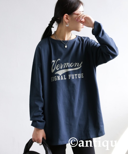 antiqua(アンティカ)の「オーガニックコットン100%カジュアルロゴロンT(Tシャツ/カットソー・レディース・ピンク系その他/ネイビー系/ブラック×グレー/ブルー系その他/ベージュ系その他/ブラウン系その他/イエロー×グレー/カーキ系/ホワイト×ブラック/アイボリー系・FREE)」の8枚目の写真