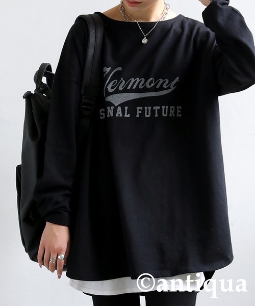 antiqua(アンティカ)の「オーガニックコットン100%カジュアルロゴロンT(Tシャツ/カットソー・レディース・ピンク系その他/ネイビー系/ブラック×グレー/ブルー系その他/ベージュ系その他/ブラウン系その他/イエロー×グレー/カーキ系/ホワイト×ブラック/アイボリー系・FREE)」の3枚目の写真