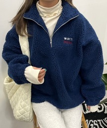 【低身長用サイズあり】ボアハーフジッププルオーバー