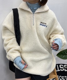 【低身長用サイズあり】ボアハーフジッププルオーバー