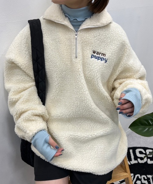 nemne store(ネンネストア)の「【低身長用サイズあり】ボアハーフジッププルオーバー(その他トップス・レディース・ネイビー/アイボリー・SMALL/MEDIUM)」の1枚目の写真