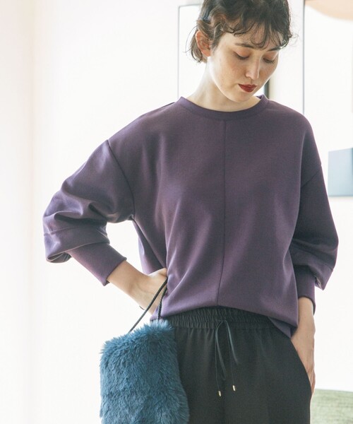 OPAQUE.CLIP(オペークドットクリップ)の「◆ダンボールニット クルーネックプルオーバー(Tシャツ/カットソー・レディース・ブラック/ライトグリーン/オフホワイト/パープル系/ピンク系・38)」の4枚目の写真