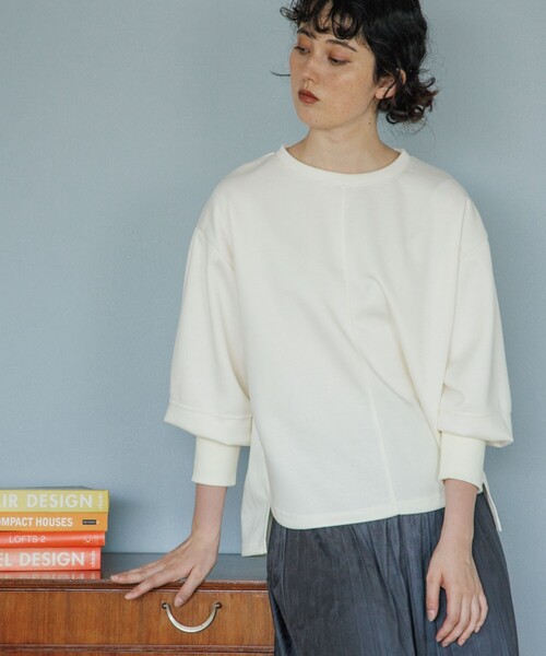 OPAQUE.CLIP(オペークドットクリップ)の「◆ダンボールニット クルーネックプルオーバー(Tシャツ/カットソー・レディース・ブラック/ライトグリーン/オフホワイト/パープル系/ピンク系・38)」の2枚目の写真