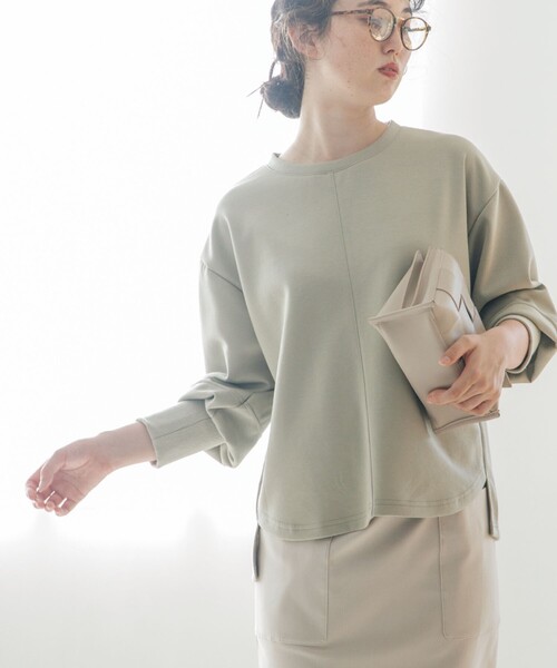 OPAQUE.CLIP(オペークドットクリップ)の「◆ダンボールニット クルーネックプルオーバー(Tシャツ/カットソー・レディース・ブラック/ライトグリーン/オフホワイト/パープル系/ピンク系・38)」の3枚目の写真