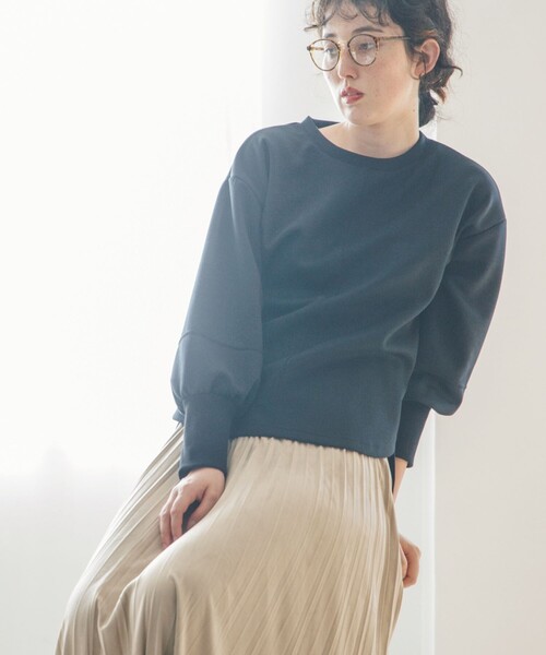 OPAQUE.CLIP(オペークドットクリップ)の「◆ダンボールニット クルーネックプルオーバー(Tシャツ/カットソー・レディース・ブラック/ライトグリーン/オフホワイト/パープル系/ピンク系・38)」の1枚目の写真