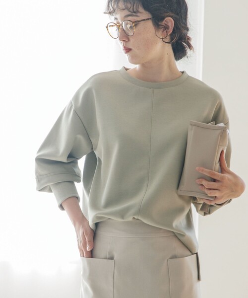 OPAQUE.CLIP(オペークドットクリップ)の「◆ダンボールニット クルーネックプルオーバー(Tシャツ/カットソー・レディース・ブラック/ライトグリーン/オフホワイト/パープル系/ピンク系・38)」の7枚目の写真