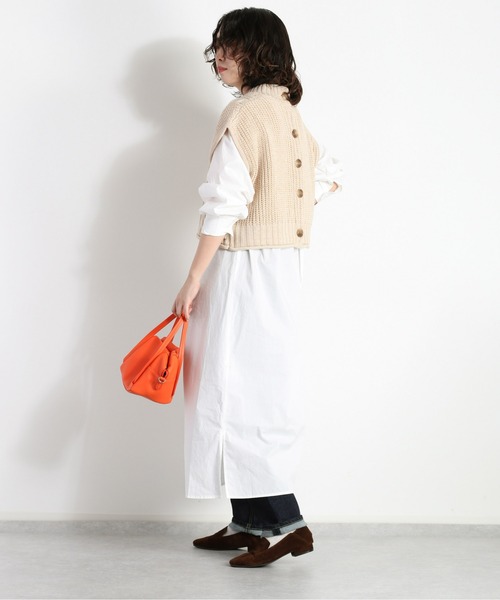 cepo（セポ）の「【セットアイテム】ケーブルベスト＋バンドカラーワンピース（シャツワンピース・レディース・オフホワイト/オレンジ・M）」の20枚目の写真
