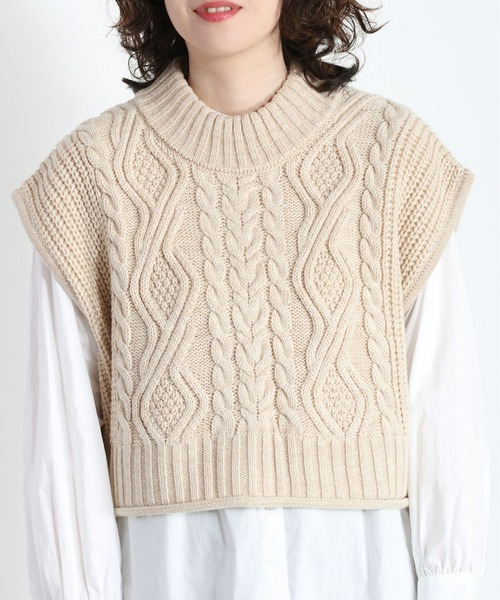 cepo（セポ）の「【セットアイテム】ケーブルベスト＋バンドカラーワンピース（シャツワンピース・レディース・オフホワイト/オレンジ・M）」の18枚目の写真