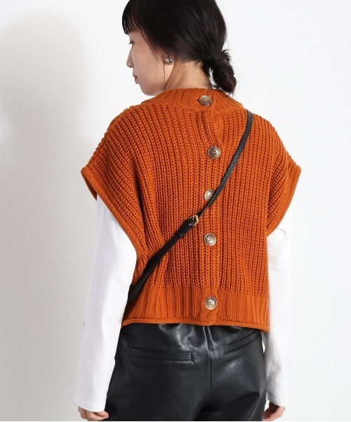 cepo（セポ）の「【セットアイテム】ケーブルベスト＋バンドカラーワンピース（シャツワンピース・レディース・オフホワイト/オレンジ・M）」の11枚目の写真