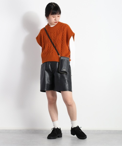 cepo（セポ）の「【セットアイテム】ケーブルベスト＋バンドカラーワンピース（シャツワンピース・レディース・オフホワイト/オレンジ・M）」の8枚目の写真