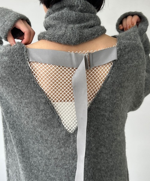 MAISON CHUCLLA（メゾンチュクラ）の「’日本製’Ｖネック リメイクロングニットワンピース chwj22a11（ニット/セーター・レディース・グレー・FREE）」の10枚目の写真