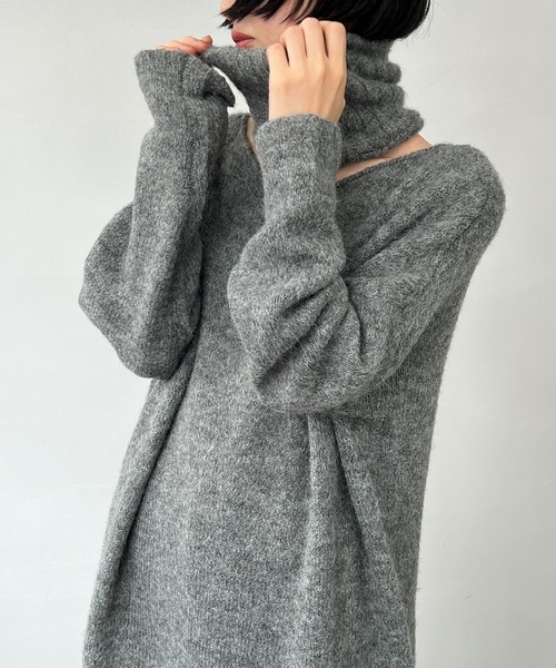 MAISON CHUCLLA（メゾンチュクラ）の「’日本製’Ｖネック リメイクロングニットワンピース chwj22a11（ニット/セーター・レディース・グレー・FREE）」の6枚目の写真