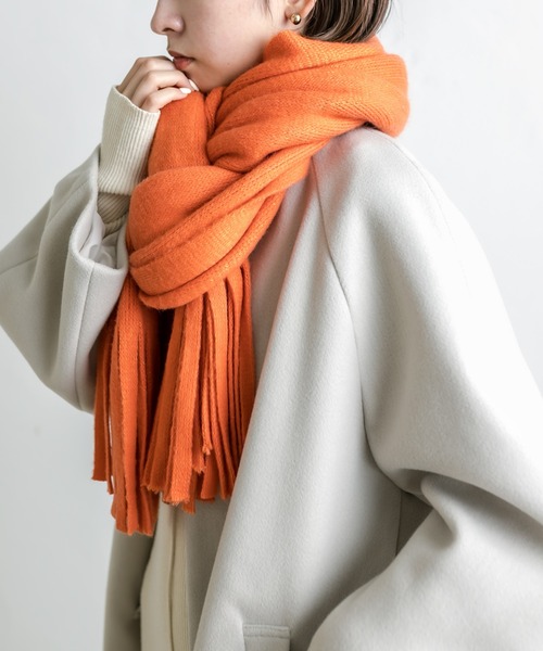 mystic(ミスティック)の「ラメニット太フリンジストール(マフラー・レディース・ベージュ/パープル/オレンジ・ONE SIZE)」の3枚目の写真