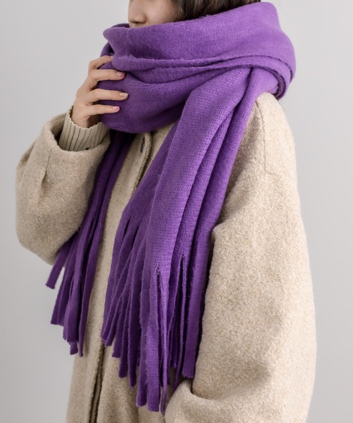mystic(ミスティック)の「ラメニット太フリンジストール(マフラー・レディース・ベージュ/パープル/オレンジ・ONE SIZE)」の6枚目の写真