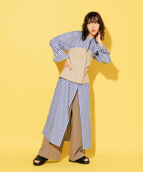 【 】Jeans ストライプ シャツ ワンピース ♪ ストライプロングシャツワンピース[品番：ORGW0000069]｜Ada