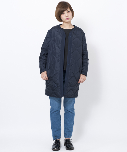 MILKFED.(ミルクフェド)の「LONG QUILTED NYLON JACKET(キルティング/ナイロン/ジャケット)(その他アウター・レディース・ブラック/オリーブ/ネイビー・MEDIUM/SMALL)」の1枚目の写真