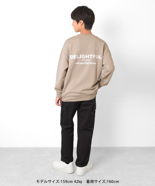 GLAZOS（グラソス）の「裏毛・前後ロゴプリントトレーナー（スウェット・キッズ・ベージュ/ブラック/グレー・140cm/150cm/160cm/170cm）」の9枚目の写真