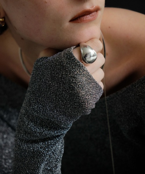 loni(ロニ)の「【金属アレルギー対応】Dew ring (ボリュームリング・カーブリング)/ニッケルフリーメッキ(リング・レディース・シルバー/ゴールド・#9/#11/#13)」の4枚目の写真