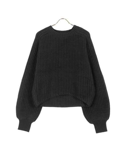 ローゲージボリュームスリーブニットトップス