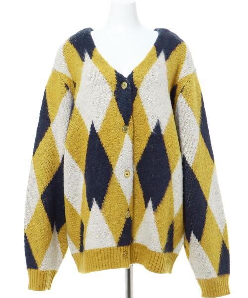 INGNI（イング）の「モヘアタッチダイヤ柄カーディガン（カーディガン/ボレロ・レディース・ベージュ/マスタード/ブラック・M）」の4枚目の写真