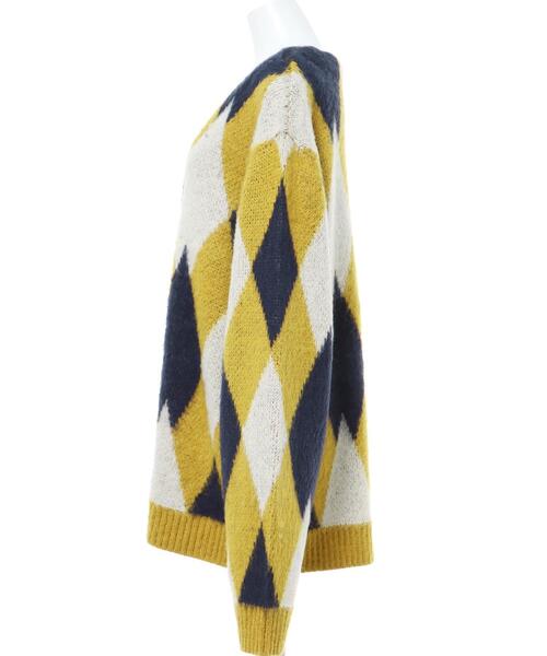 INGNI（イング）の「モヘアタッチダイヤ柄カーディガン（カーディガン/ボレロ・レディース・ベージュ/マスタード/ブラック・M）」の5枚目の写真