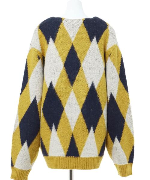 INGNI（イング）の「モヘアタッチダイヤ柄カーディガン（カーディガン/ボレロ・レディース・ベージュ/マスタード/ブラック・M）」の6枚目の写真