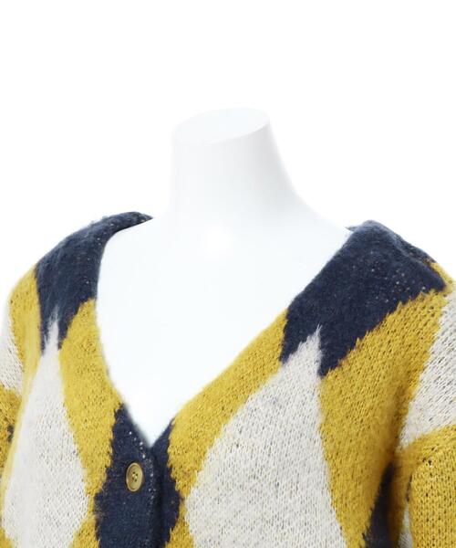 INGNI（イング）の「モヘアタッチダイヤ柄カーディガン（カーディガン/ボレロ・レディース・ベージュ/マスタード/ブラック・M）」の7枚目の写真