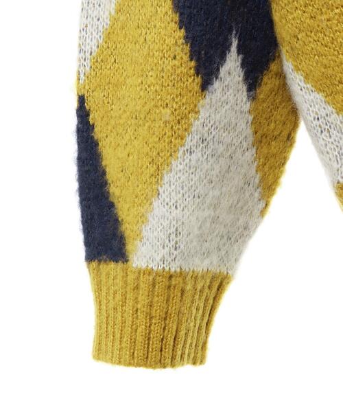 INGNI（イング）の「モヘアタッチダイヤ柄カーディガン（カーディガン/ボレロ・レディース・ベージュ/マスタード/ブラック・M）」の8枚目の写真