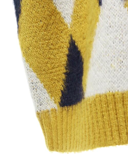 INGNI（イング）の「モヘアタッチダイヤ柄カーディガン（カーディガン/ボレロ・レディース・ベージュ/マスタード/ブラック・M）」の9枚目の写真