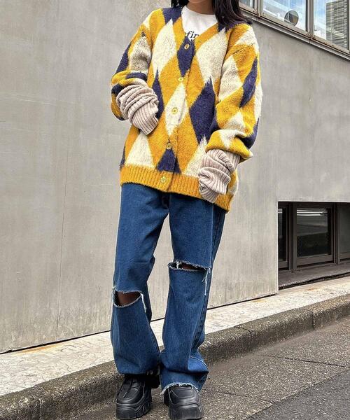 INGNI（イング）の「モヘアタッチダイヤ柄カーディガン（カーディガン/ボレロ・レディース・ベージュ/マスタード/ブラック・M）」の13枚目の写真