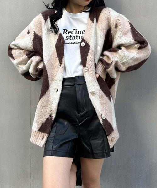 INGNI（イング）の「モヘアタッチダイヤ柄カーディガン（カーディガン/ボレロ・レディース・ベージュ/マスタード/ブラック・M）」の14枚目の写真